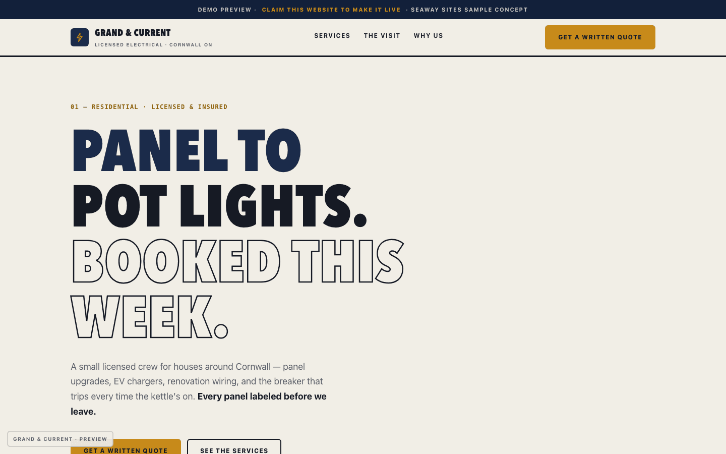 Grand & Current Electric website concept